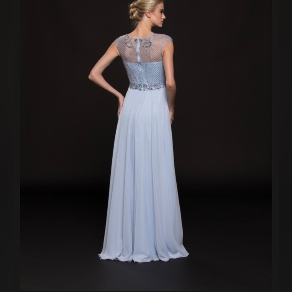 NWT Glow Special Occasion Sleeveless Beaded Bodice Dress w Beautiful Flowy Skirt - Picture 2 of 6